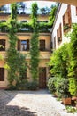 Picturesque courtyard with plants in Verona