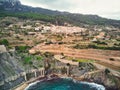 Picturesque cove and Mediterranean Sea of Banyalbufar village. Mallorca, Spain