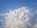 Picturesque cumulus clouds against the blue sky illuminated by the bright sun. Sky with cumulus clouds