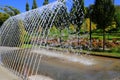 Picturesque dancing fountain Fountain show, creative water design Sofiivka. Uman, Ukraine Royalty Free Stock Photo