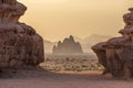 Picturesque desert landscape with rock formations of Tabuk, Neom at sunset