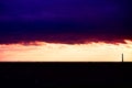 Picturesque dramatic panorama of sunset sky over dark flat skyline Royalty Free Stock Photo