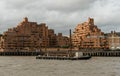 Picturesque East London buildings viewed from the Thames river Royalty Free Stock Photo