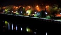 Picturesque Embankment of the Dnieper River in the Dnipro city at night, Ukraine. Royalty Free Stock Photo