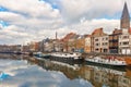 Picturesque embankment of the river Leie in Ghent