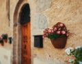 Picturesque facade of an old house in Tuscany
