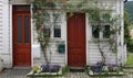 facade of a traditional wooden house, Bergen, Norway Royalty Free Stock Photo