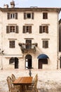 Picturesque facade of a well-preserved old house in the medieval Old Town in Kotor, Montenegro in the Balkans