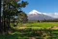 Picturesque farmland, Taranaki volcano, New Zealand Royalty Free Stock Photo