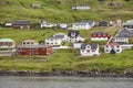 Traditional faroese village in Suduroy island. Fjord landscape. Tvoroyri Royalty Free Stock Photo