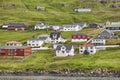Traditional faroese village in Suduroy island. Fjord landscape. Tvoroyri Royalty Free Stock Photo
