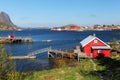 Picturesque fishing town of Reine by the fjord on Lofoten island Royalty Free Stock Photo