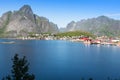 Picturesque fishing town of Reine by the fjord on Lofoten island Royalty Free Stock Photo