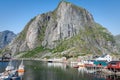 Picturesque fishing town of Reine by the fjord on Lofoten island Royalty Free Stock Photo