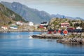 Picturesque fishing town of Reine by the fjord on Lofoten island Royalty Free Stock Photo