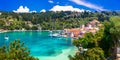 Picturesque fishing village Lakka in Paxos with turquoise sea, I
