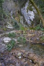 Picturesque forest landscape near Vallocchie waterfall in Castel di Tora, Lazio, Italy Royalty Free Stock Photo