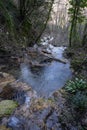 Picturesque forest landscape near Vallocchie waterfall in Castel di Tora, Lazio, Italy Royalty Free Stock Photo