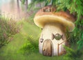 Fabulous mushroom house in the forest