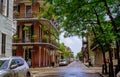 Picturesque French Quarter and pedestrians on the street. Tour of the streets of the French Quarter of New Orleans Royalty Free Stock Photo