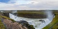 Picturesque full of water big waterfall Gullfoss autumn view, southwest Iceland