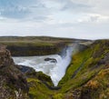 Picturesque full of water big waterfall Gullfoss autumn view, southwest Iceland