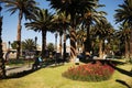 picturesque garden with flowers and palm trees modern city arequipa peru Royalty Free Stock Photo