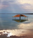 The picturesque gazebo for swimmers