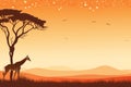 Picturesque Giraffe african savanna tree. Generate Ai Royalty Free Stock Photo