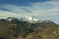 Picturesque gorgeous lonely mountain snowy peak landscape Alps scenery view wallpaper poster concept Royalty Free Stock Photo