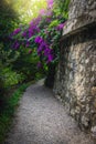 Picturesque gravel pathway in the botanical garden, Menton, France Royalty Free Stock Photo