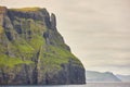 Picturesque green cliffs landscape and atlantic ocean. Faroe islands. Sudoroy