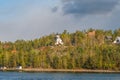 Picturesque GrÃÂ¤vlingsberg Villa on hilltop. The special tower belongs to one of the Stockholm archipelago fairway`s landmarks