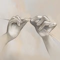 Picturesque hand drawing knitting needles. Illustration.