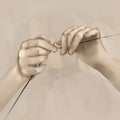 Picturesque hand drawing knitting needles. Illustration.