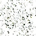 Picturesque hand-painted monochrome seamless surface with small dark green blotches of paint isolated on a white background