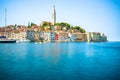 Picturesque harbor with buildings in the old town of Rovinj, Croatia