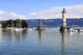 The picturesque harbour of the town Lindau at the Lake Constance, Bodensee, Bavaria in Germany, Europe Royalty Free Stock Photo