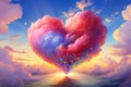Picturesque Heart clouds colorful. Generate Ai