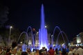 Picturesque high blue illuminated fountain