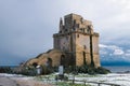 Picturesque historical fortification tower Torre Colimena in the snow