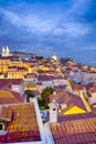 Picturesque Image of Alfama District in Lisbon in Portugal With Townscape Scenery Made During a Blur Hour