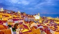 Picturesque Image of The Oldest Alfama District in Lisbon in Portugal With Townscape Scenery Made During a Blur Hour