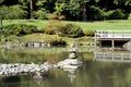 Picturesque Japanese garden with pond Royalty Free Stock Photo