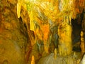 Picturesque karst features illuminated in the cave, Postojna grotte