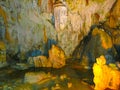 Picturesque karst features illuminated in the cave, Postojna grotte