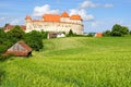 Picturesque landscape with castle Harburg. Royalty Free Stock Photo