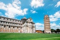 Picturesque landscape with cathedral or Duomo di Santa Maria Assunta near famous Leaning Tower in Pisa, Italy. fascinating exotic Royalty Free Stock Photo