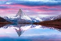 Matterhorn peak on Stellisee lake Royalty Free Stock Photo