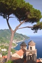 Picturesque landscape of famous Amalfi Coast, view from Villa Rufolo in Ravello, Italy